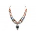 Necklace Women 925 Sterling Silver bead Natural Turquoise lapiz Gem Stones C 218